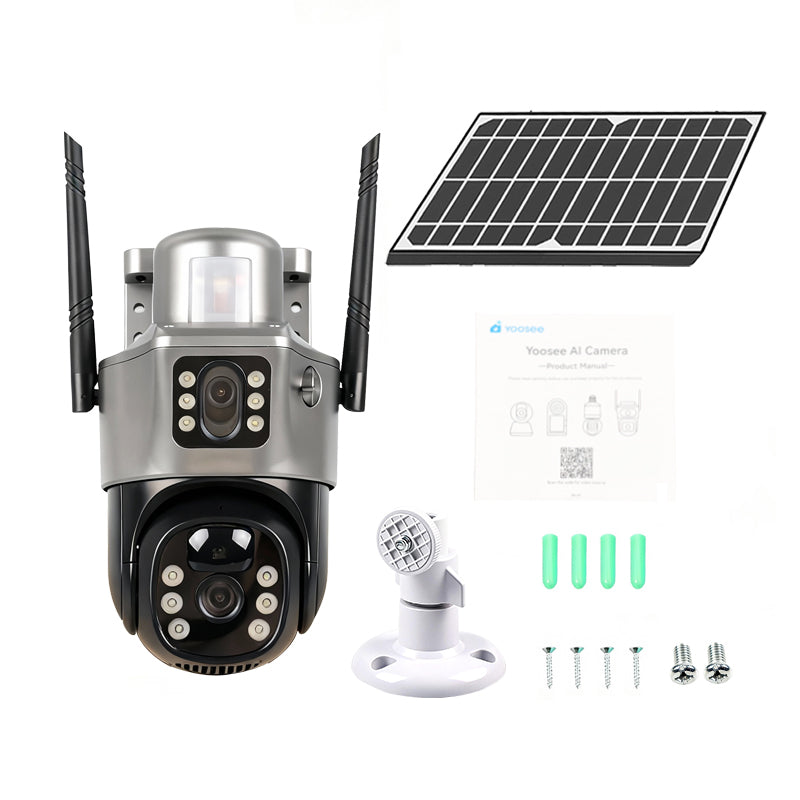 T-DAY 4G Cámara de seguridad solar Con doble lente