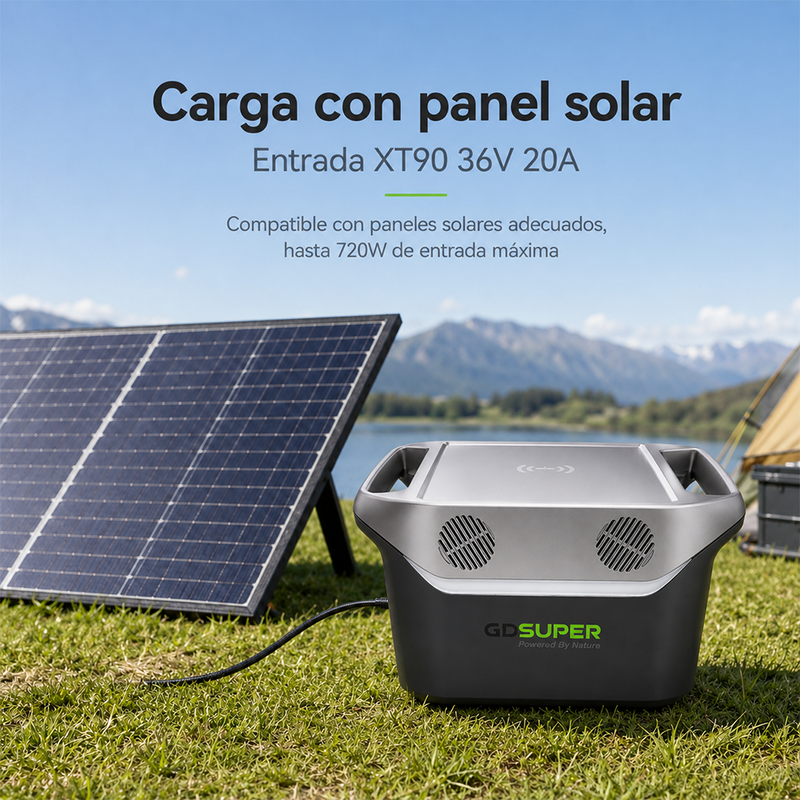T-DAY Estación de energía portátil 1500W con batería LiFePO4, salida AC 110V, USB, Type-C, DC 24V y carga inalámbrica