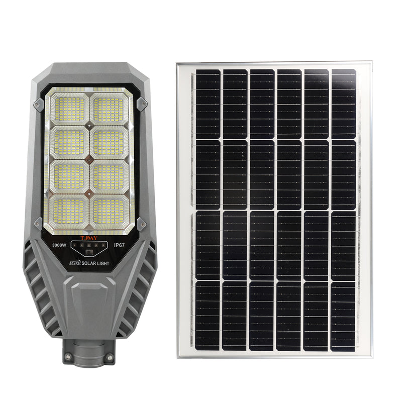 T-DAY Lámpara Solar Exterior Autonomía prolongada de 3000W de aluminio fundido