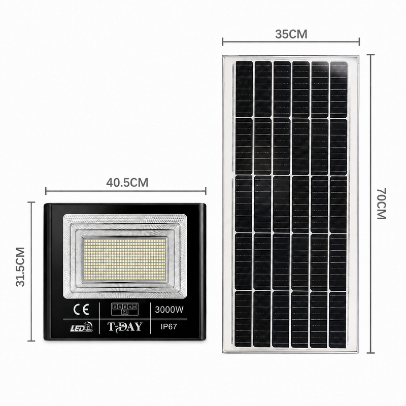 T-DAY Reflector Solar de aluminio die-cast de 3000W con tres modos de luz