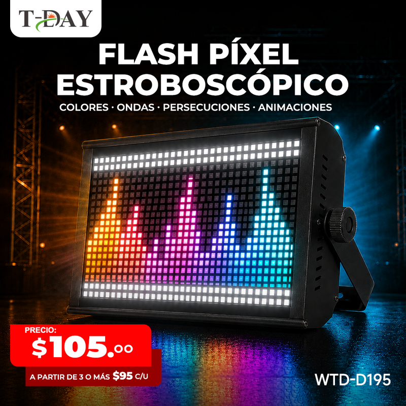 T-DAY Luz Estroboscópica LED FLASH con Efecto Píxel DMX512 y RDM