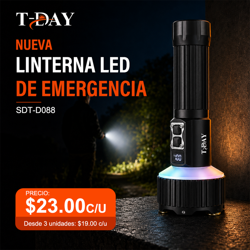 T-DAY Linterna Láser Blanca de 20W con Luz Lateral Multicolor