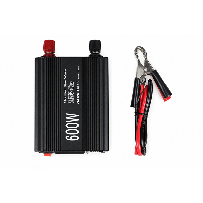 T-DAY Inversor de Corriente 600W 12V/24V a 110V con Doble USB