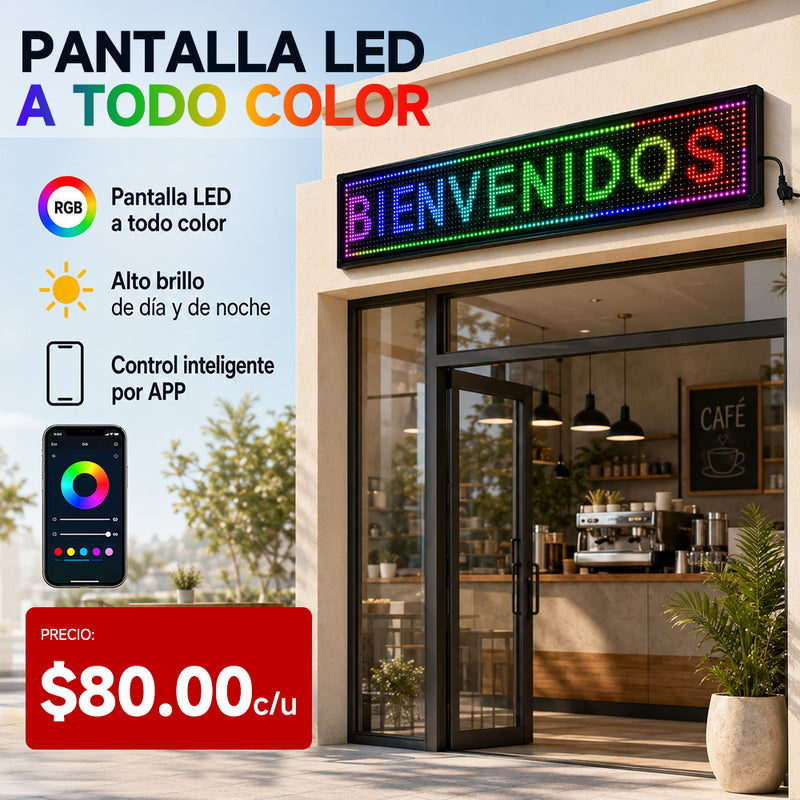 T-DAY Pantalla LED Publicitaria Multicolor con Control por App
