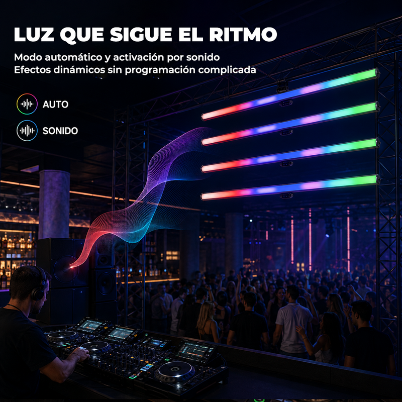 T-DAY Tubo LED Pixel RGB 36 Luces 100W DMX512 con Efectos Dinámicos