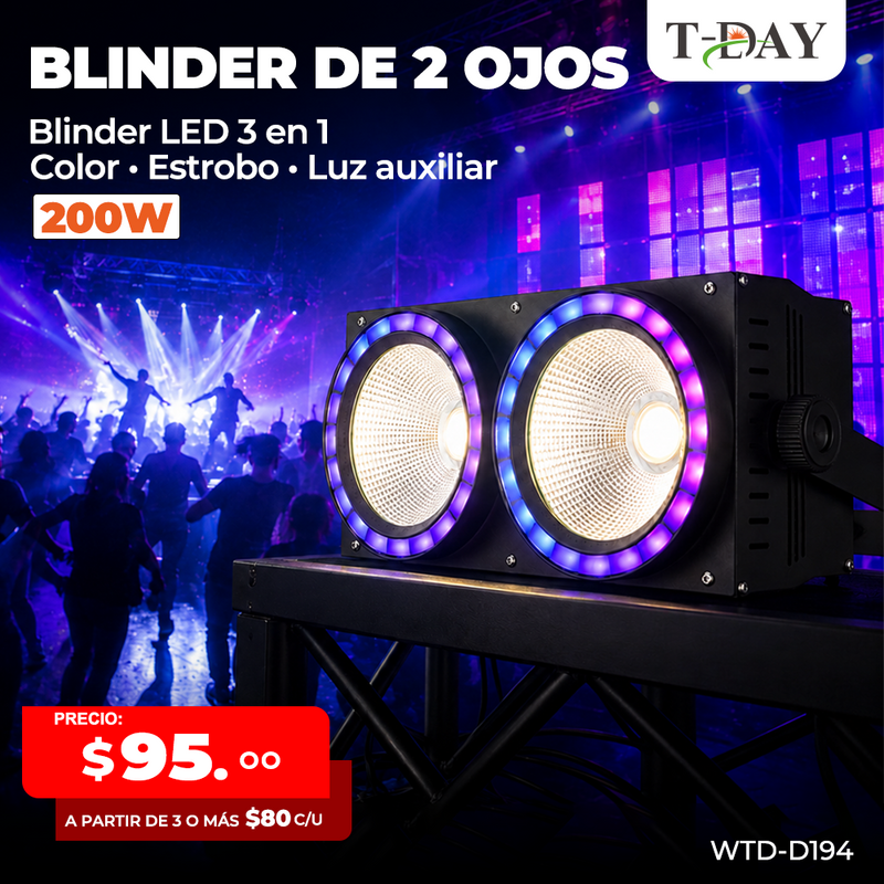 T-DAY Luz Blinder LED 200W COB con Efectos RGB DMX512 y RDM