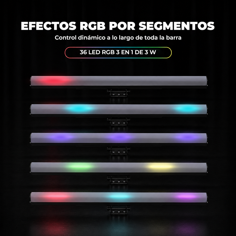 T-DAY Tubo LED Pixel RGB 36 Luces 100W DMX512 con Efectos Dinámicos