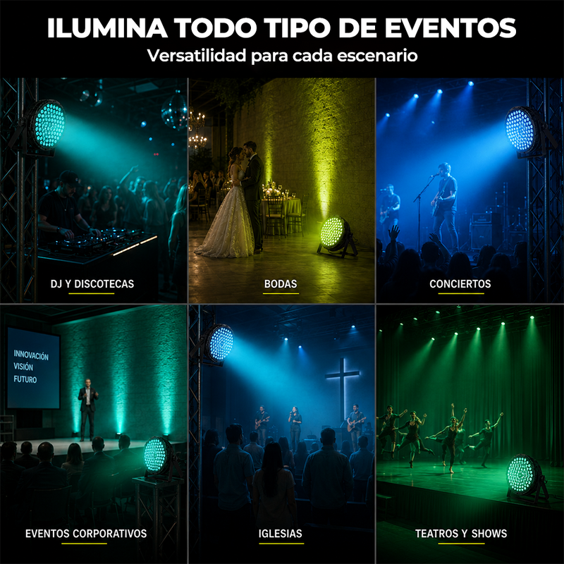 Lámpara PAR LED RGB 84 Luces DMX512 con Control por Sonido