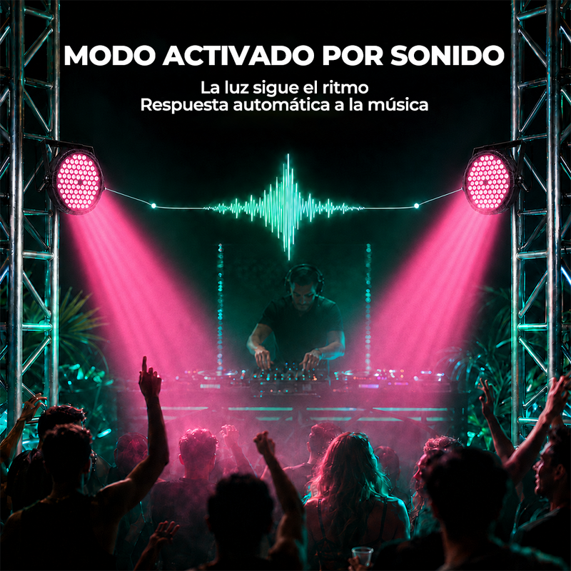Lámpara PAR LED RGB 84 Luces DMX512 con Control por Sonido