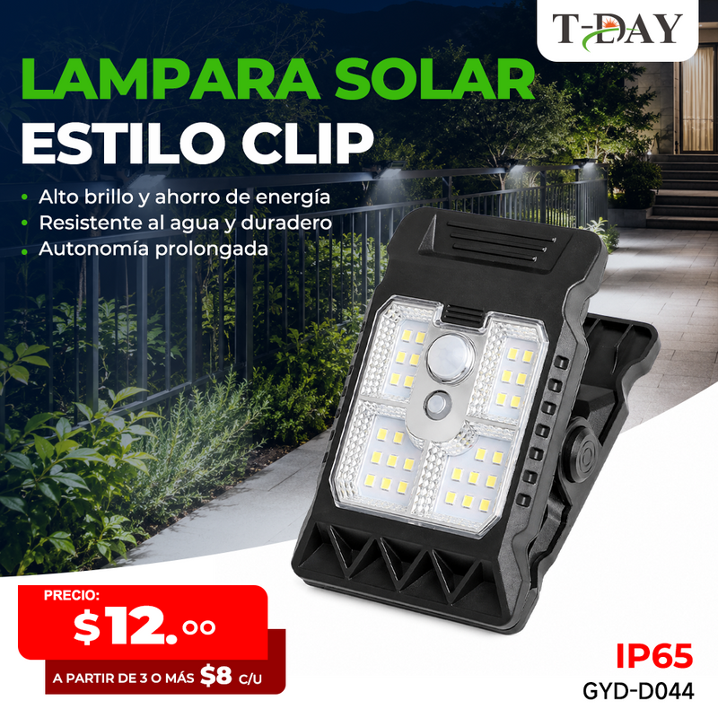 T-DAY Lámpara Solar LED Tipo Clip con Sensor de Movimiento