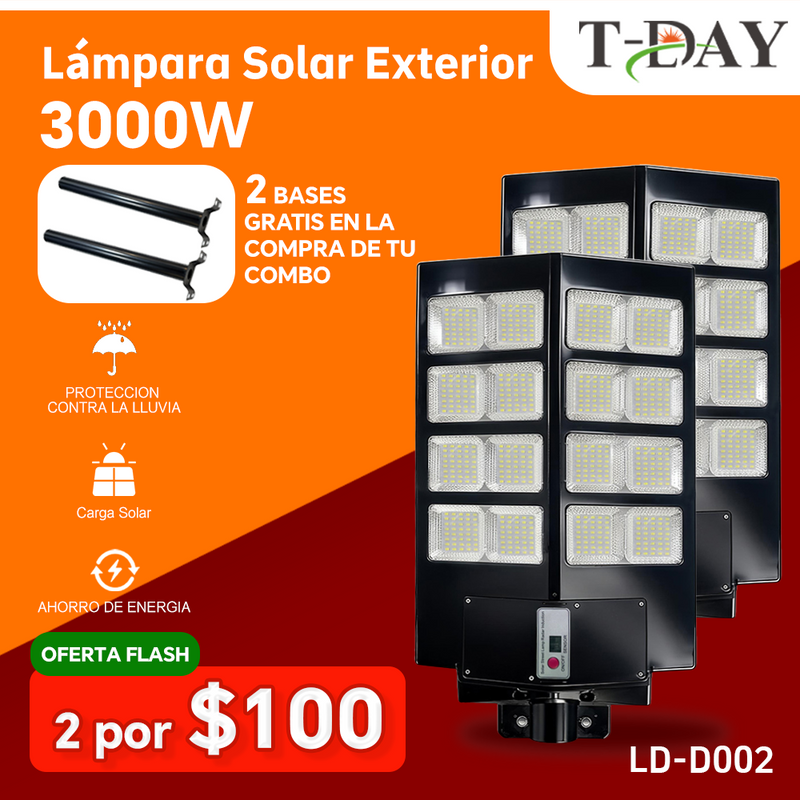 T-DAY 3000w Lámpara Solar Exterior de ángulo amplio
