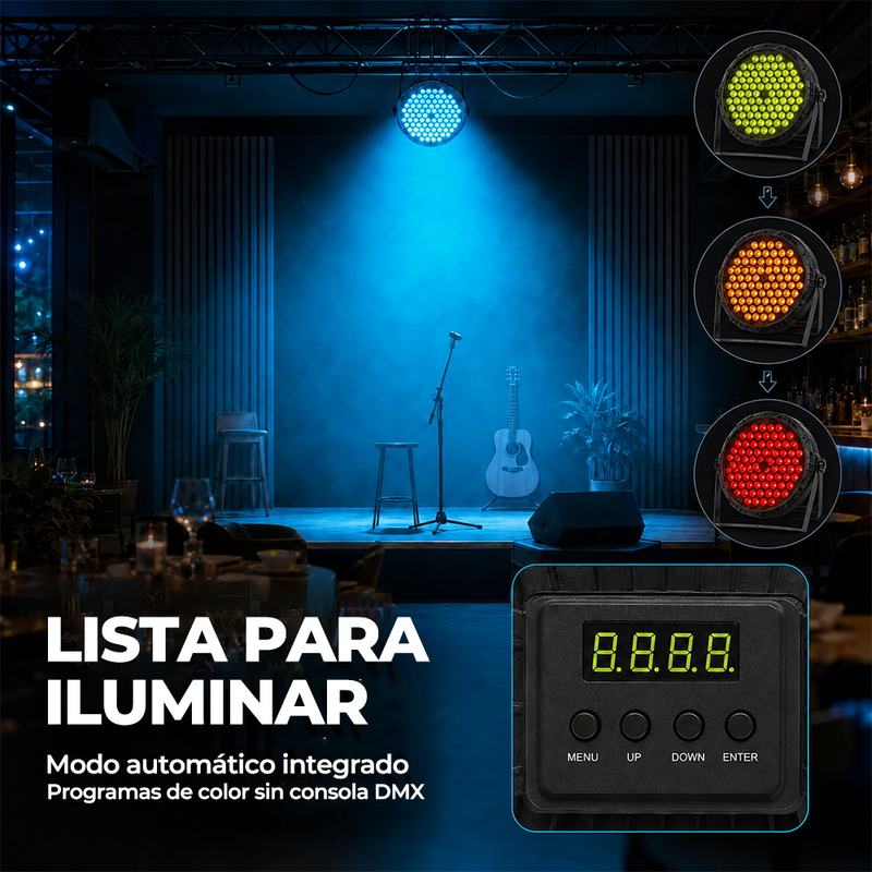 Lámpara PAR LED RGB 84 Luces DMX512 con Control por Sonido