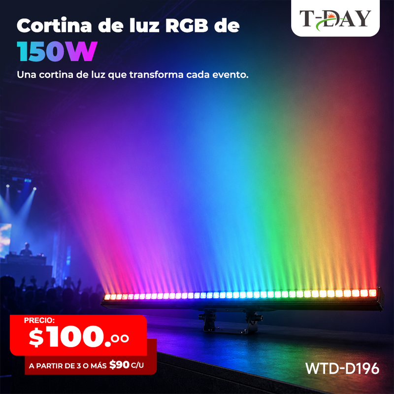 T-DAY Lámpara Cortina LED RGB 40 Luces 150W con Control por Píxel y DMX512