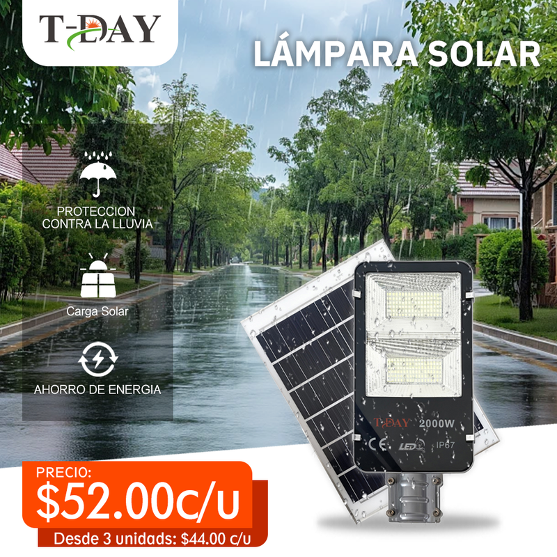 T-DAY Lámpara Solar de 2000W de aluminio fundido, sencilla y compacta
