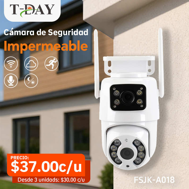 T-DAY 6Mpx Cámara de seguridad Impermeable Con doble lente