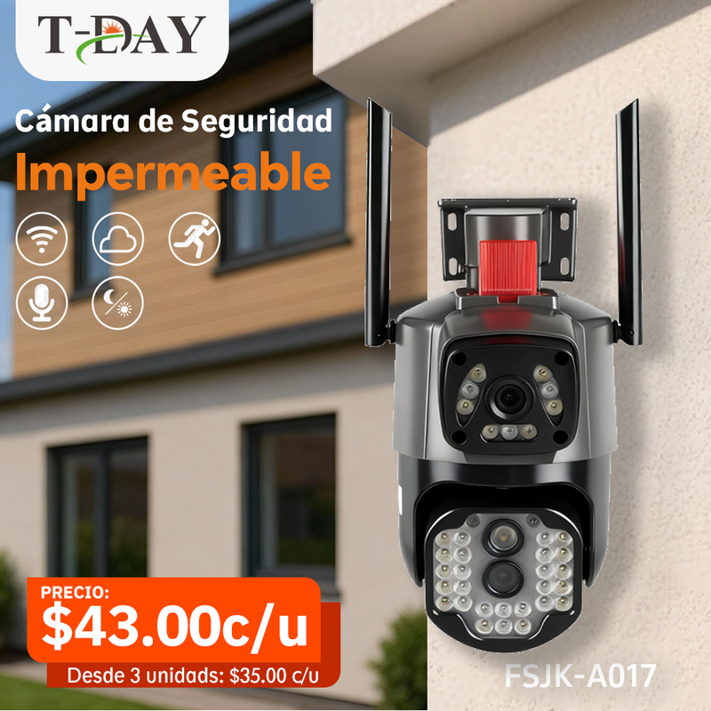 T-DAY WIFI Cámara de seguridad Con doble lente (8Mpx HD)