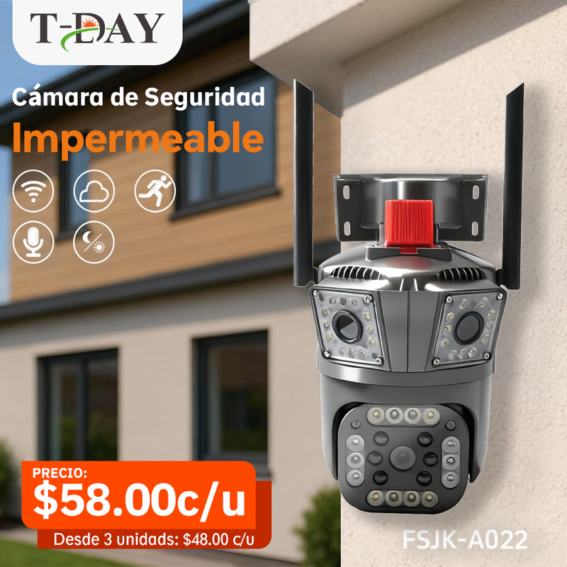 T-DAY Cámara de seguridad Con tres lente (12Mpx HD)