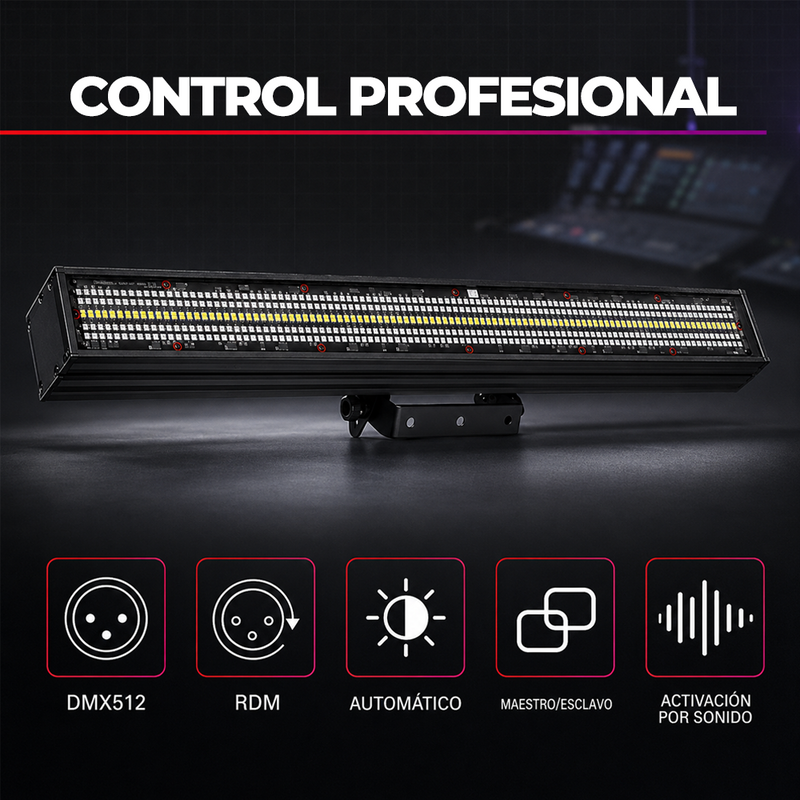 T-DAY Barra LED RGB para Escenario con Efecto Carrera y Flash DMX512