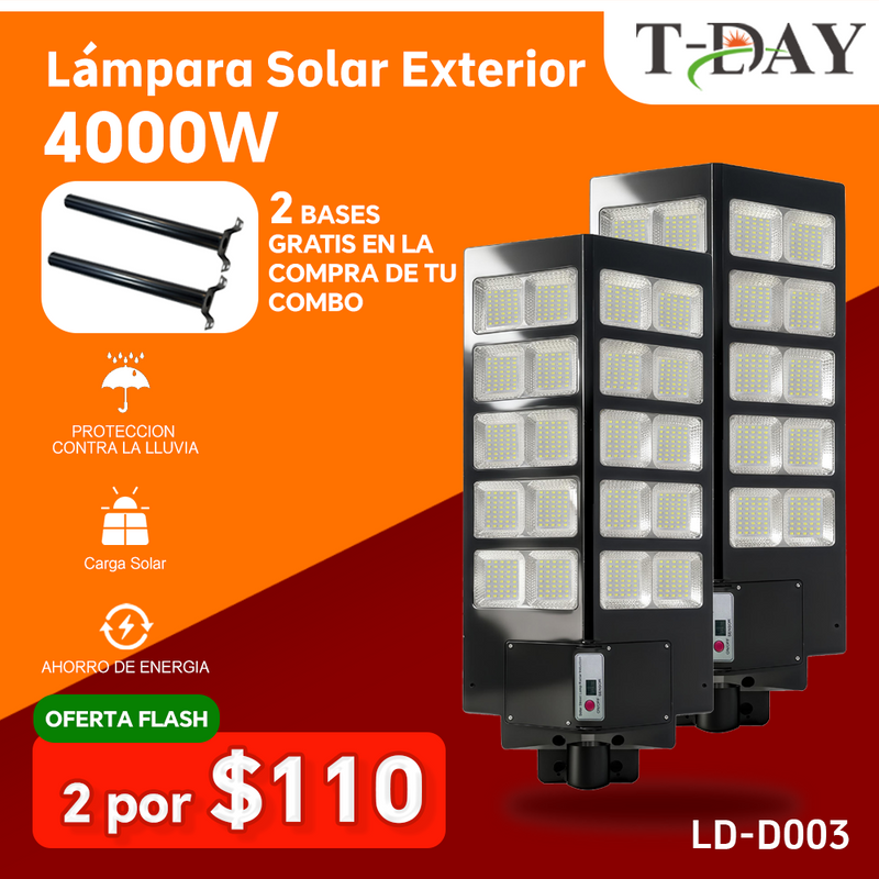 T-DAY 4000w Lámpara Solar Exterior de ángulo amplio