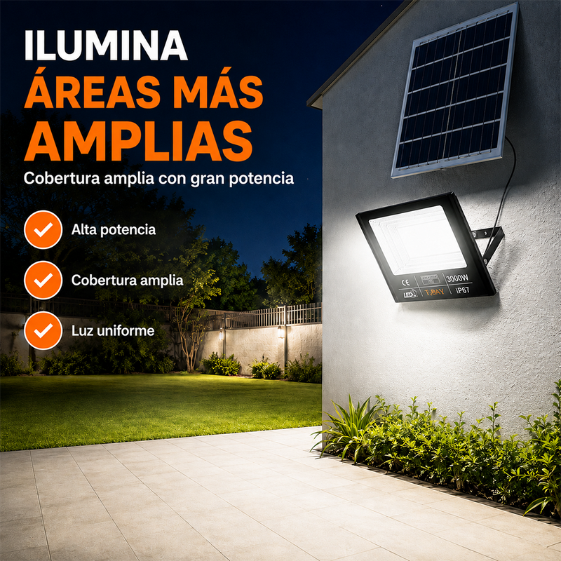 T-DAY Reflector Solar de aluminio die-cast de 3000W con tres modos de luz