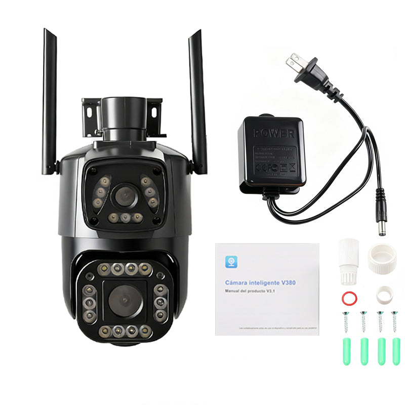 T-DAY Cámara WIFI Exterior Doble Lente 4MP IP67