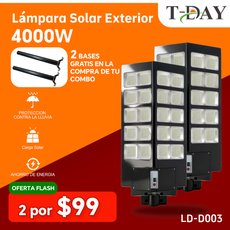 T-DAY 4000w Lámpara Solar Exterior de ángulo amplio