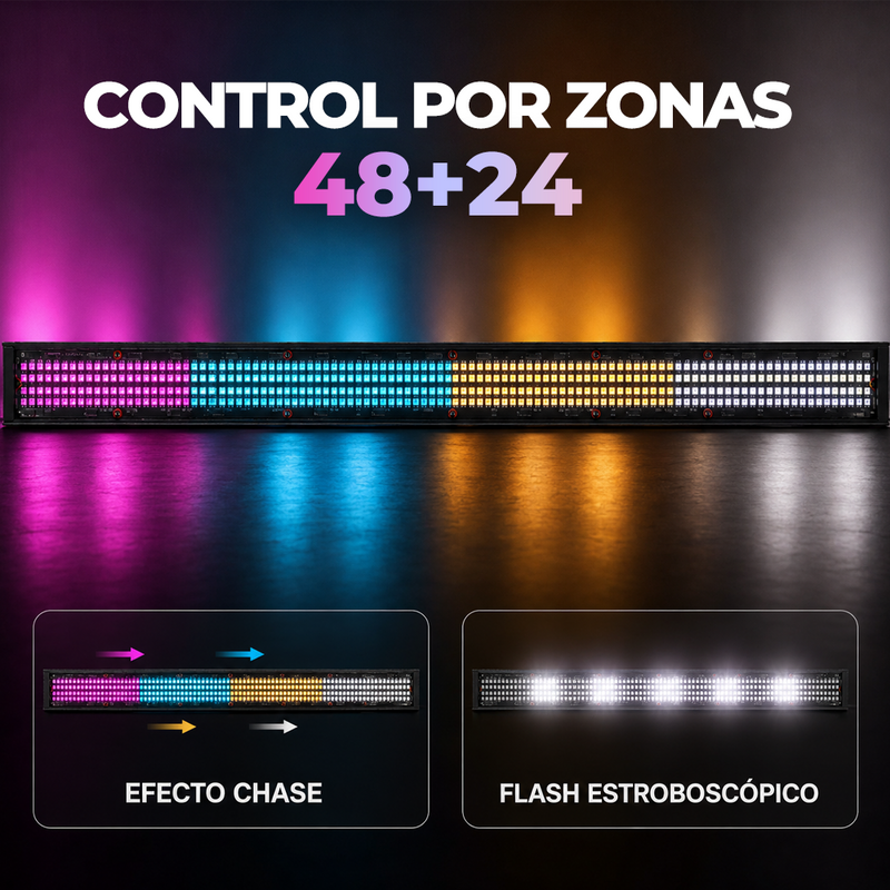 T-DAY Barra LED RGB para Escenario con Efecto Carrera y Flash DMX512