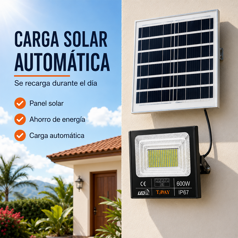 T-DAY Reflector Solar de aluminio die-cast de 600W con tres modos de luz