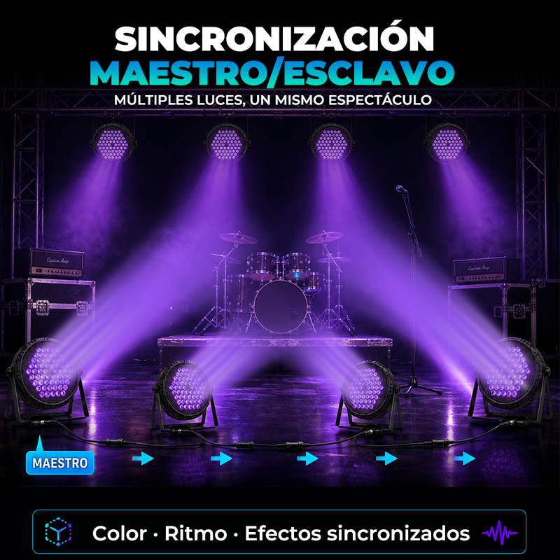 Lámpara PAR LED RGB 60 Luces DMX512 con Control por Sonido