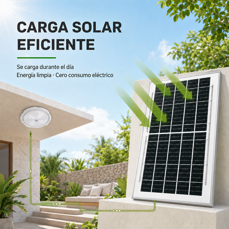 T-DAY Lámpara Solar de Techo Redonda 200W con Control Remoto