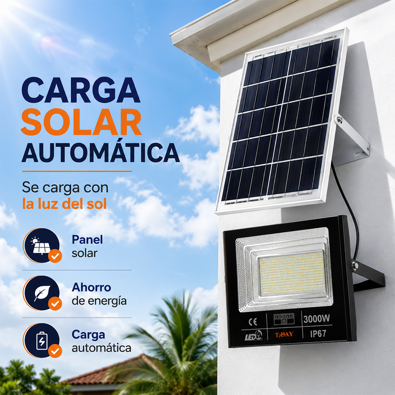 T-DAY Reflector Solar de aluminio die-cast de 3000W con tres modos de luz