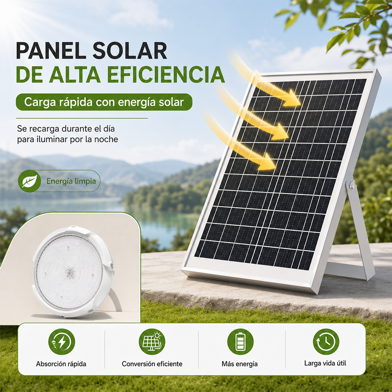 T-DAY Lámpara Solar de Techo Redonda 500W con Control Remoto