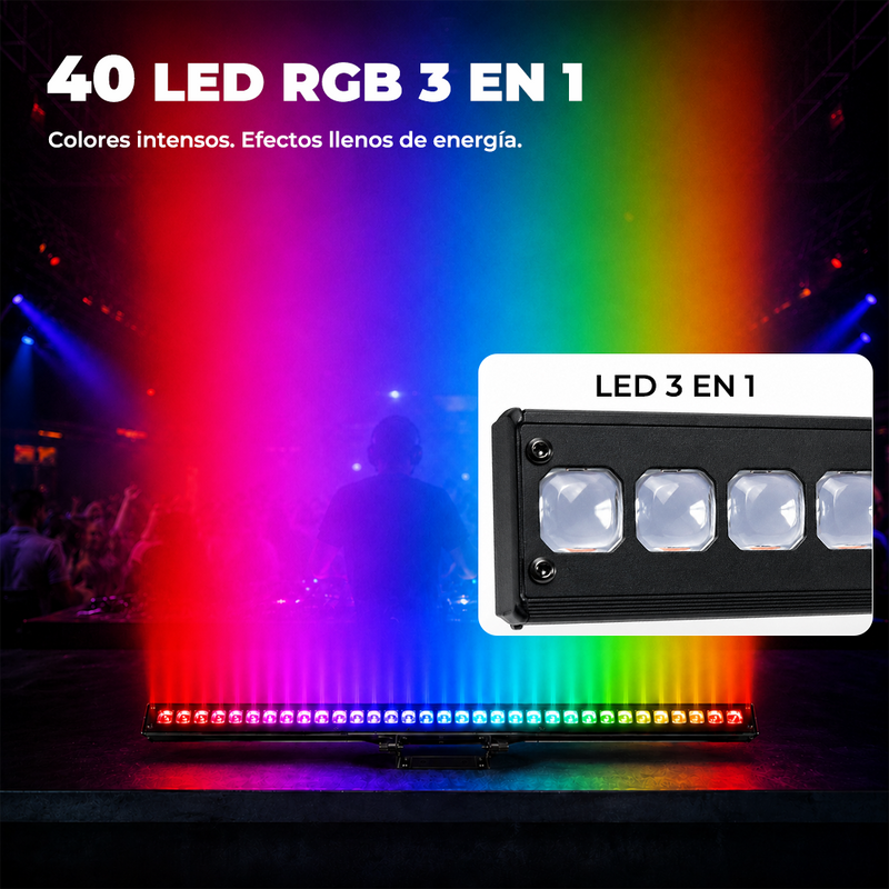 T-DAY Lámpara Cortina LED RGB 40 Luces 150W con Control por Píxel y DMX512