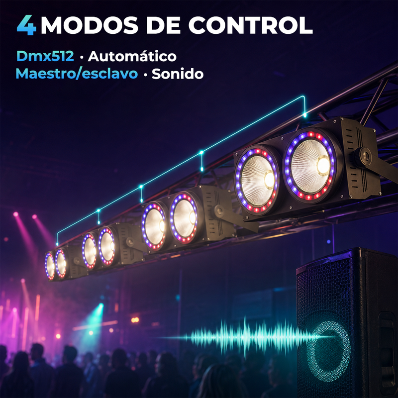 T-DAY Luz Blinder LED 200W COB con Efectos RGB DMX512 y RDM