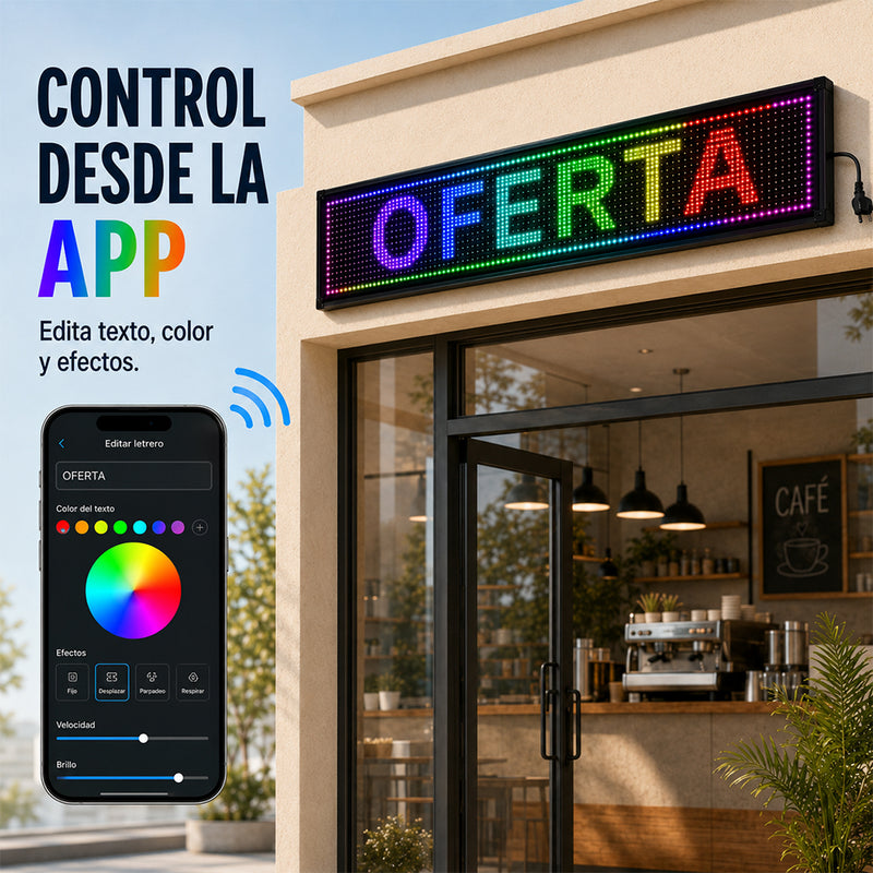 T-DAY Pantalla LED Publicitaria Multicolor con Control por App