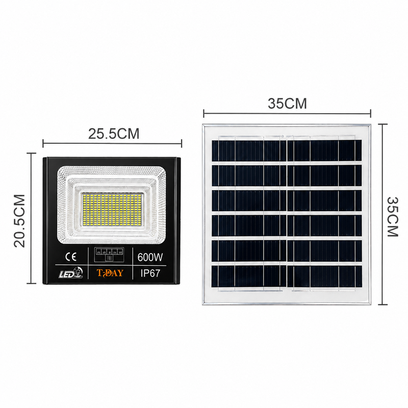 T-DAY Reflector Solar de aluminio die-cast de 600W con tres modos de luz
