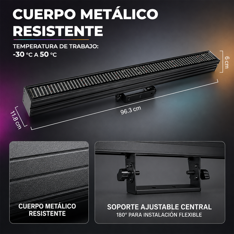 T-DAY Barra LED Pixel RGB con 666 LEDs y Efectos Dinámicos DMX512