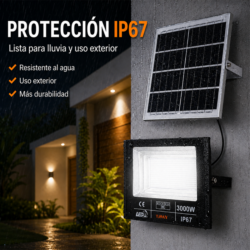 T-DAY Reflector Solar de aluminio die-cast de 3000W con tres modos de luz