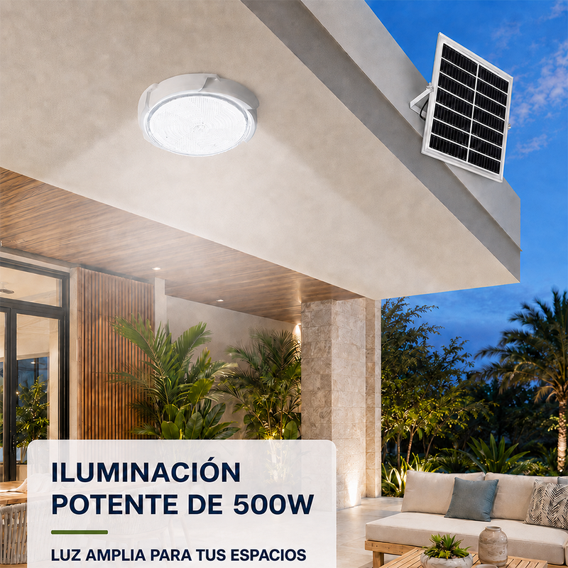 T-DAY Lámpara Solar de Techo Redonda 500W con Control Remoto