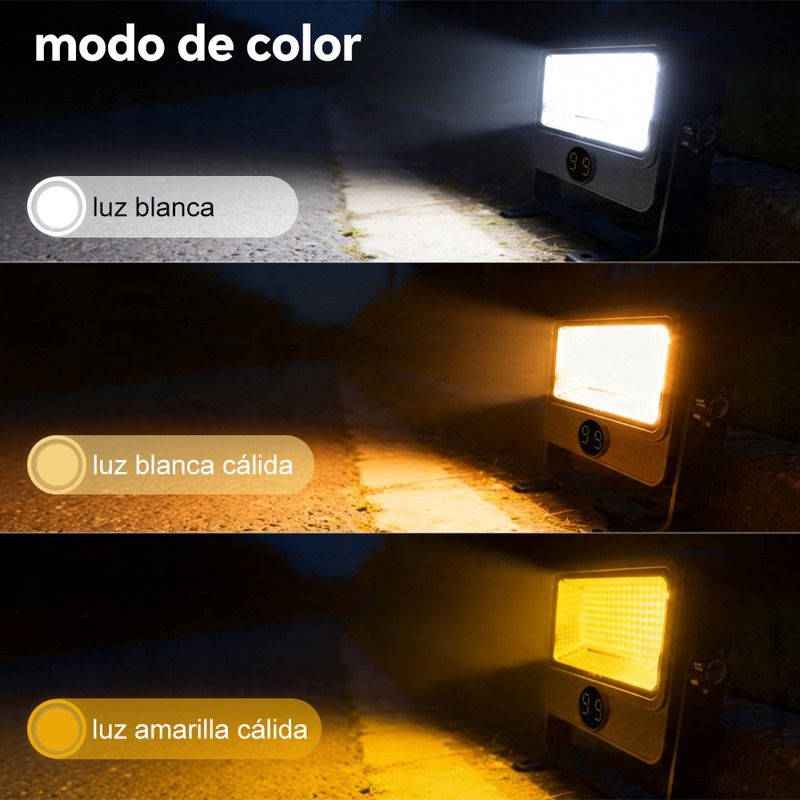 T-DAY Reflector Solar 200W con Luz Estroboscópica y 4 Modos de Instalación