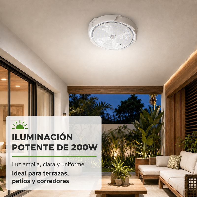 T-DAY Lámpara Solar de Techo Redonda 200W con Control Remoto