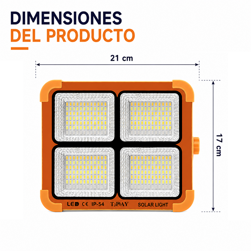 T-DAY Reflector Solar de 200W en ABS con 336 luces LED y tres modos de luz