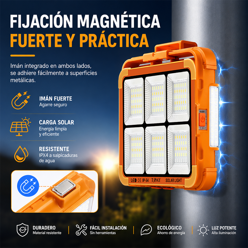 T-DAY Reflector Solar de 200W en ABS con 180 luces LED y tres modos de luz