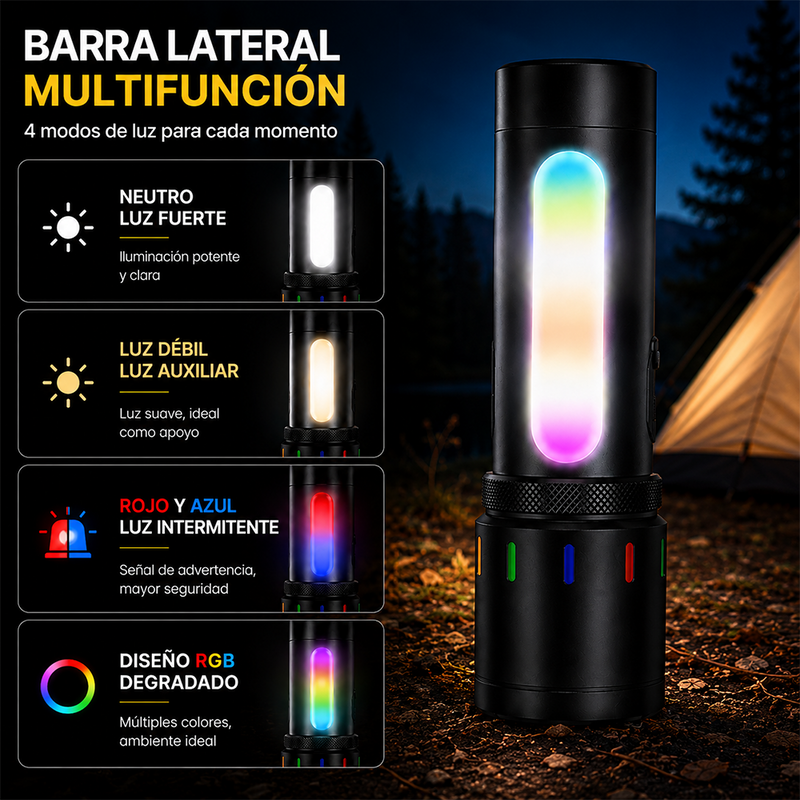 T-DAY Linterna LED de 30W Alta Potencia con Batería de Litio - 9 Modos de Luz