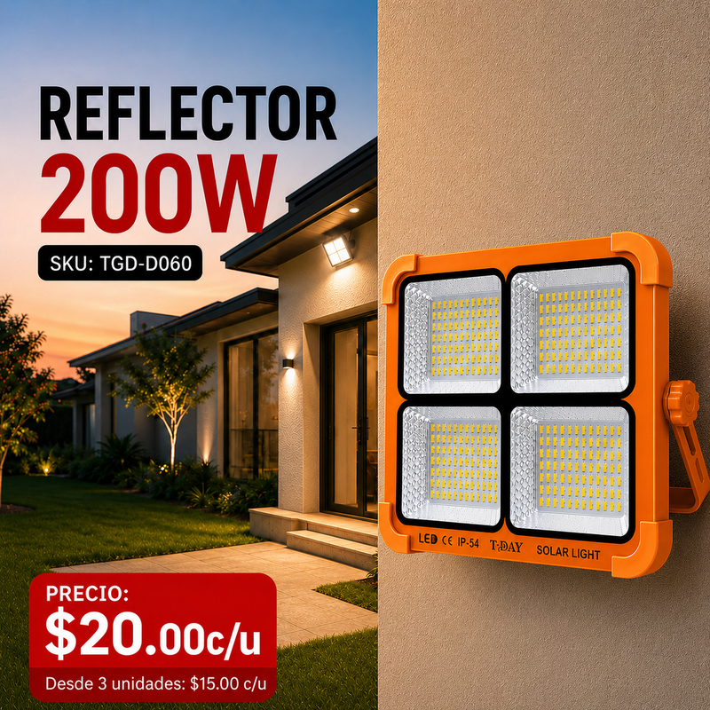 T-DAY Reflector Solar de 200W en ABS con 336 luces LED y tres modos de luz