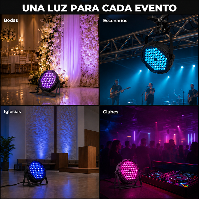 Lámpara PAR LED RGB 60 Luces DMX512 con Control por Sonido