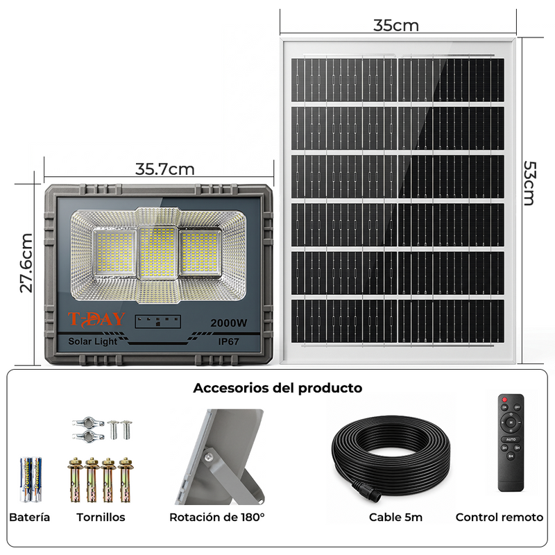 T-DAY Reflector solar de aluminio 2000W - Serie Tiangong 1