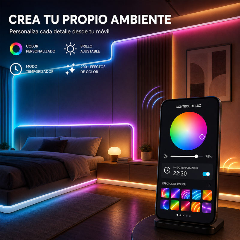 T-DAY Tira de Luz Neón LED RGBIC 5V con App y Control Remoto