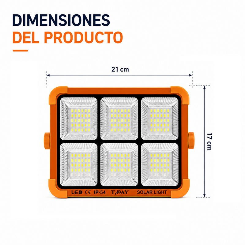T-DAY Reflector Solar de 200W en ABS con 180 luces LED y tres modos de luz