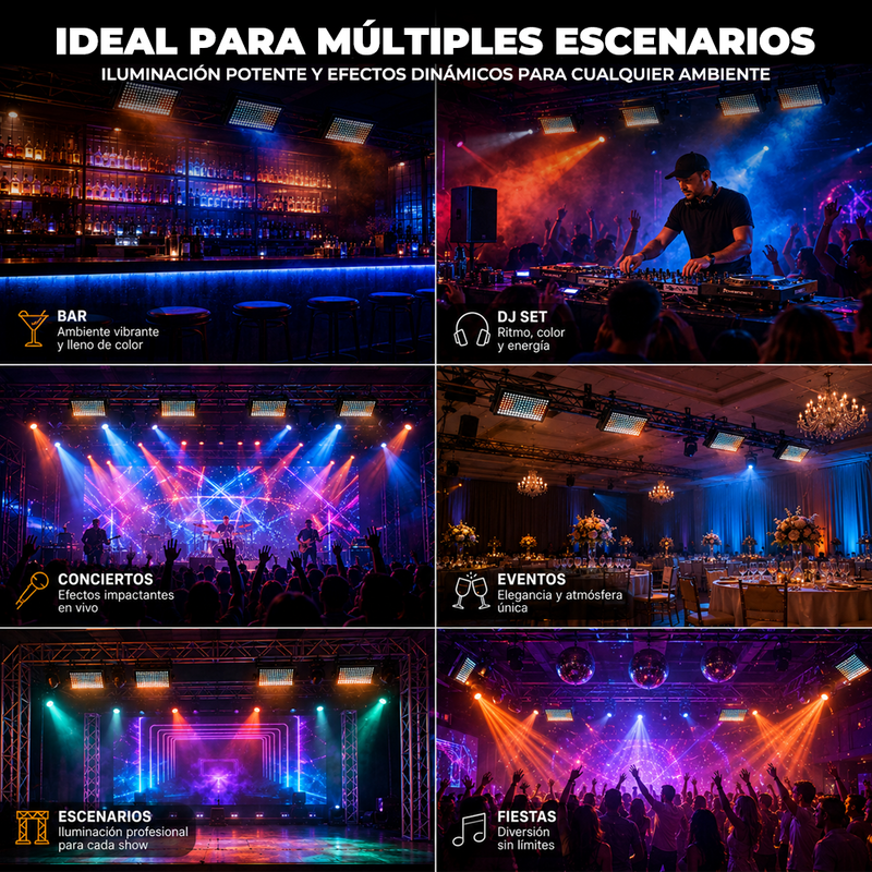 T-DAY Luz Estroboscópica LED FLASH con Efecto Píxel DMX512 y RDM